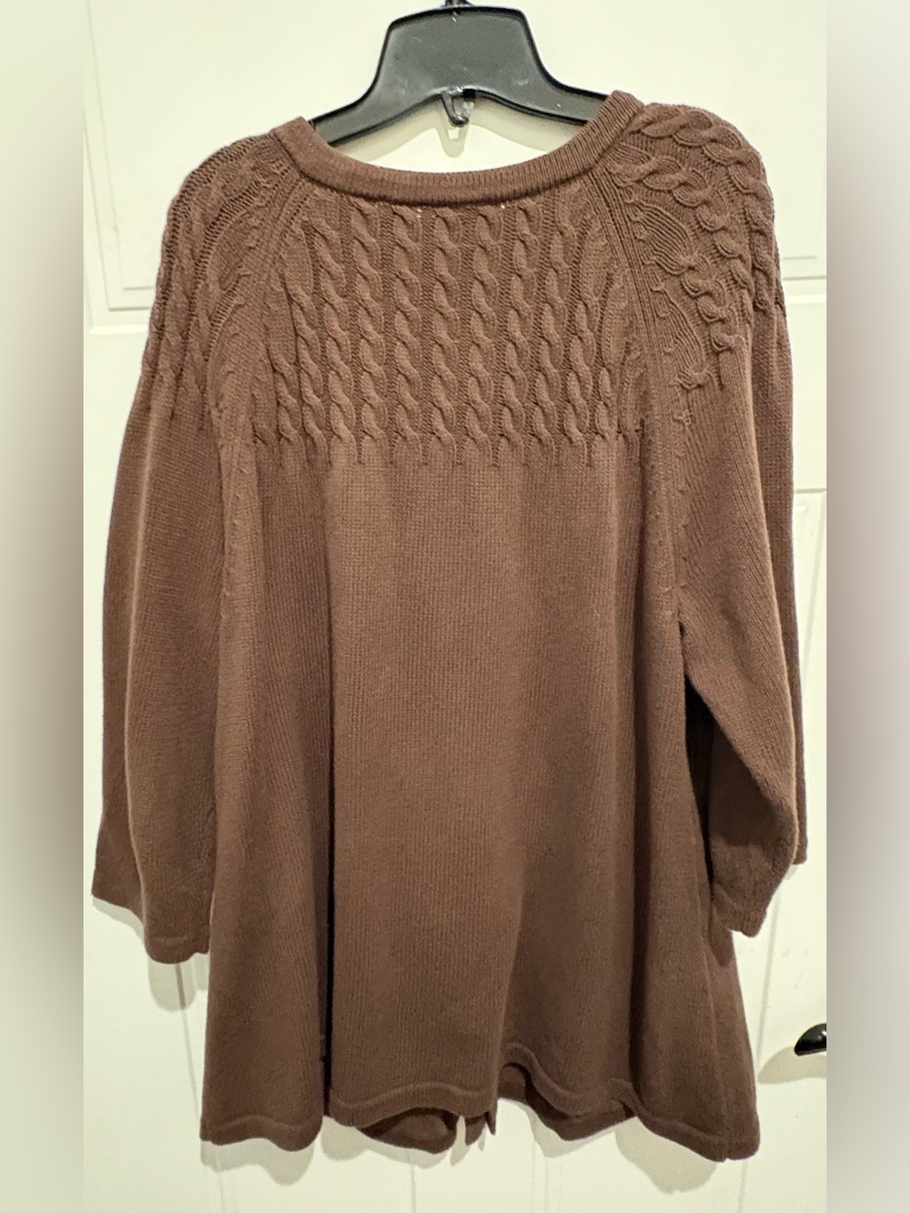 Kim Rogers 2x Women's darker Brown Cable-Knit Button Cardigan Sweater - Picture 3 of 4
